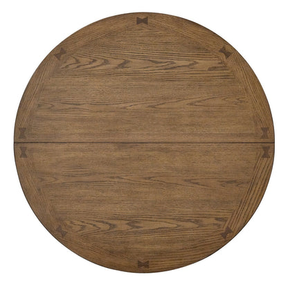 Dena Dining Table with 42-60"W Extension, Round  - Oak Brown | Table de salle à manger ronde Dena de 42 po à 60 po (L) avec rallonge - chêne brun