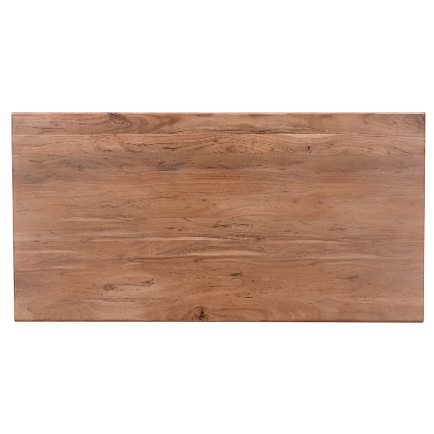 Malta Dining Table, Acacia Wood, Gold Accent, Trestle Base 79"W - Natural Brown | Table de salle à manger Malta de 79 po (L) en acacia avec touches dorées et base à tréteaux - brun naturel