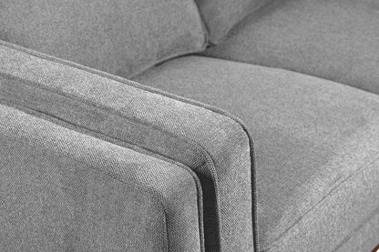 Kort & Co. Kassia 90.6" Linen-Look Fabric Sofa with Wood Base and Legs - Grey | Sofa Kassia de Kort & Co. de 90,6 po en tissu d’apparence lin avec base et pattes en bois - gris