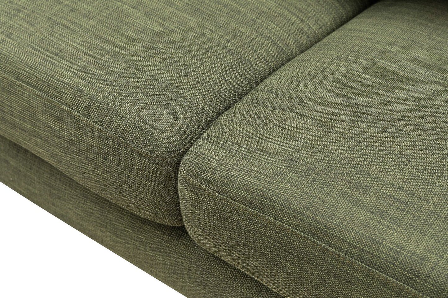 Kort & Co. Freeman 88" Linen-Look Fabric Sofa with Wood Base and Tufted Back Cushions - Avocado Green | Sofa Freeman Kort & Co. de 88 po en tissu d’apparence lin avec pattes en bois et coussins de dossier capitonnés - vert avocat