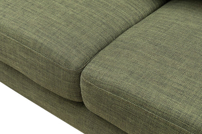 Kort & Co. Freeman 88" Linen-Look Fabric Sofa with Wood Base and Tufted Back Cushions - Avocado Green | Sofa Freeman Kort & Co. de 88 po en tissu d’apparence lin avec pattes en bois et coussins de dossier capitonnés - vert avocat