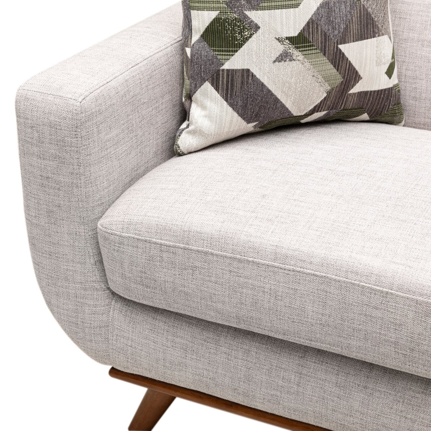 Kort & Co. Freeman 80” Linen-Look Fabric Condo Size Sofa with Wood Legs - Dove White | Sofa Freeman de Kort & Co. de 80 po de format condo en tissu d’apparence lin avec base et pattes en bois - blanc colombe