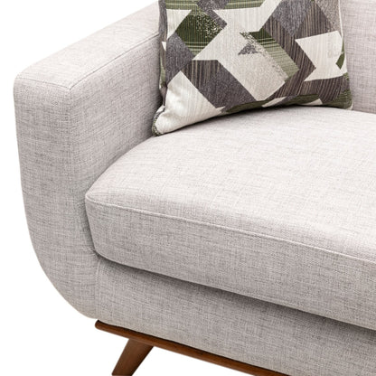 Kort & Co. Freeman 80” Linen-Look Fabric Condo Size Sofa with Wood Legs - Dove White | Sofa Freeman de Kort & Co. de 80 po de format condo en tissu d’apparence lin avec base et pattes en bois - blanc colombe