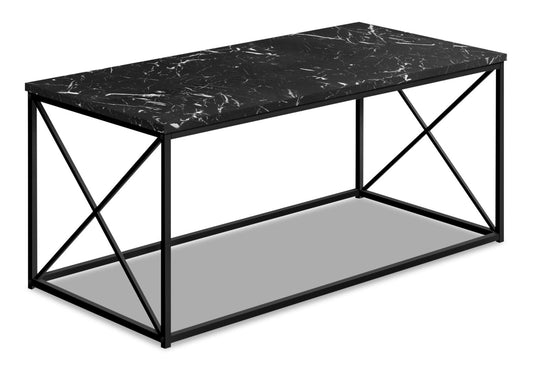 Millie 40.5" Modern Coffee Table - Black Marble Look with Black Metal Base|Table à café moderne Millie de 40,5 po - imitation de marbre noir avec base en métal noir