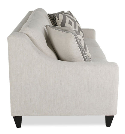 Made in Canada Cindy Crawford Home Kylie 78" Linen-Look Sofa with Wood Legs - Zeus Pearl | Sofa Kylie de Cindy Crawford Home de 78 po fabriqué au Canada en tissu d’apparence lin avec pattes en bois - perle Zeus