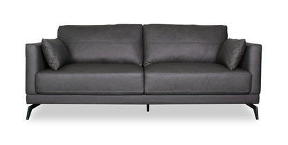 Melrose 84.5" Top-Grain Genuine Leather Sofa with Metal Legs - Grey | Sofa Melrose de 84,5 po en cuir véritable de qualité supérieure avec pattes en métal - gris