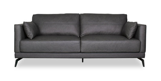 Melrose 84.5" Top-Grain Genuine Leather Sofa with Metal Legs - Grey | Sofa Melrose de 84,5 po en cuir véritable de qualité supérieure avec pattes en métal - gris