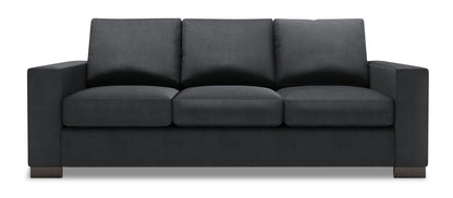 Made in Canada Customizable Sofa Lab Track 85" Linen-Look Fabric Sofa with Track Arms - Pax Pepper Grey | Sofa Track de Sofa Lab de 85 po fabriqué au Canada en tissu d’apparence lin avec accoudoirs rectilignes - gris Pax Pepper | TR102949
