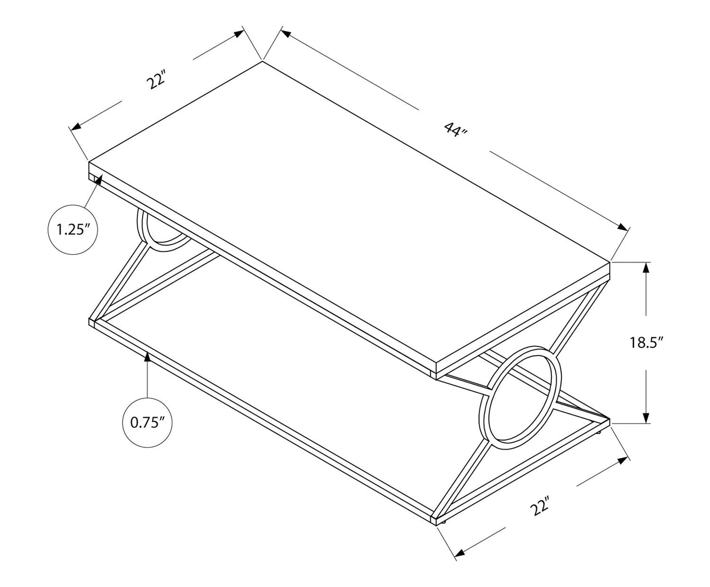 Shea 44" Glam Coffee Table - White with Chrome Metal Base|Table à café somptueuse Shea de 44 po - blanche avec base en métal chromé