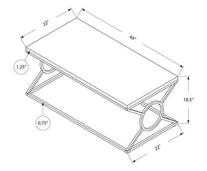 Shea 44" Glam Coffee Table - White with Chrome Metal Base|Table à café somptueuse Shea de 44 po - blanche avec base en métal chromé