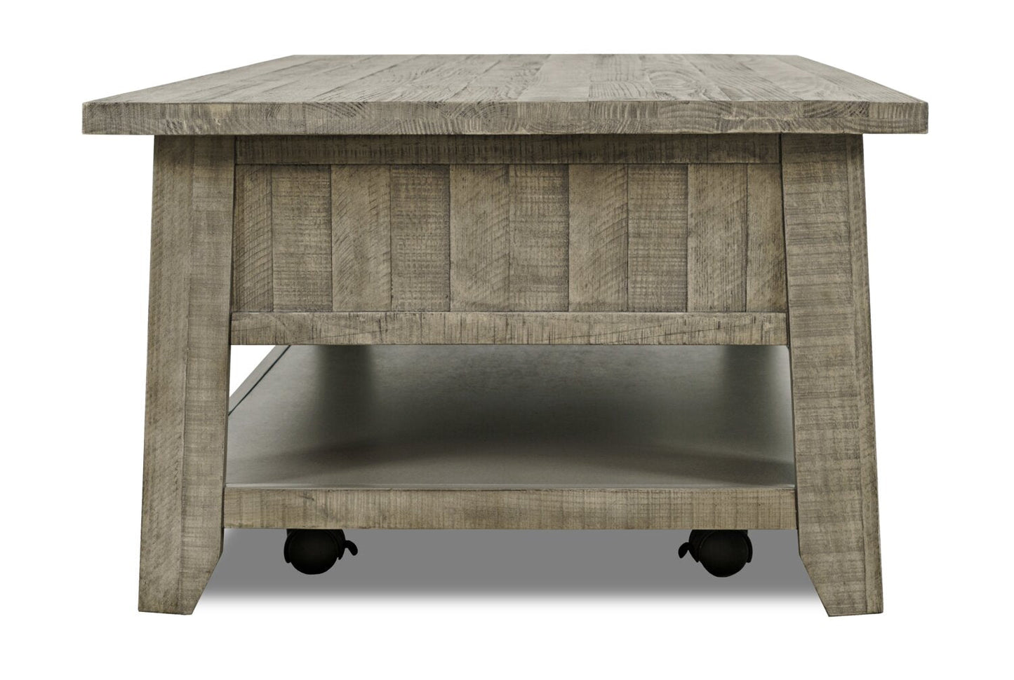 Colson 50" Rustic Coffee Table with Storage, Shelf and Casters - Driftwood |Table à café rustique Colson de 50 po avec rangement, tablette et roulettes - bois de grève