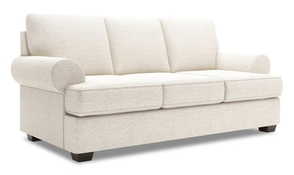 Made in Canada Customizable Sofa Lab Roll 86" Chenille Fabric Sofa with Rolled Arms - Luxury Sand Beige | Sofa Roll de Sofa Lab de 86 po fabriqué au Canada en tissu de chenille avec accoudoirs enroulés - beige Luxury Sand | RO103093