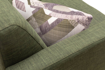 Kort & Co. Freeman 88" Linen-Look Fabric Sofa with Wood Base and Tufted Back Cushions - Avocado Green | Sofa Freeman Kort & Co. de 88 po en tissu d’apparence lin avec pattes en bois et coussins de dossier capitonnés - vert avocat