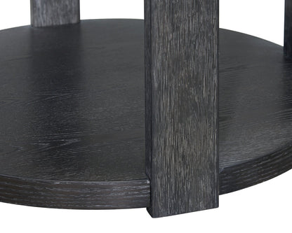 Declan 31.5" Modern Round Coffee Table with Shelf & Casters - Black | Table à café ronde Declan moderne de 31,5 po avec tablette - noire