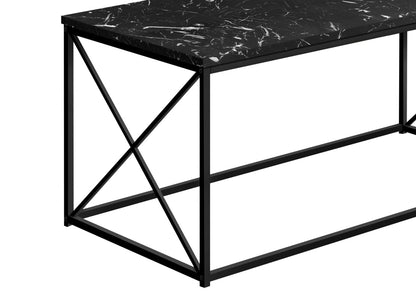 Millie 40.5" Modern Coffee Table - Black Marble Look with Black Metal Base|Table à café moderne Millie de 40,5 po - imitation de marbre noir avec base en métal noir