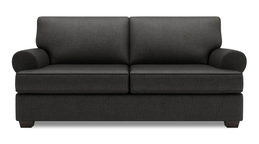Made in Canada Customizable Sofa Lab Roll 76" Linen-Look Fabric Condo Size Sofa with Rolled Arms - Luna Kohl Grey | Sofa Roll de Sofa Lab de 76 po de format condo fabriqué au Canada en tissu d’apparence lin - gris Luna Kohl | RO092691