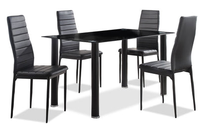 Onyx Dining Table with Glass Top, 55"W - Black | Table de salle à manger Onyx de 55 po (L) avec dessus en verre - noire