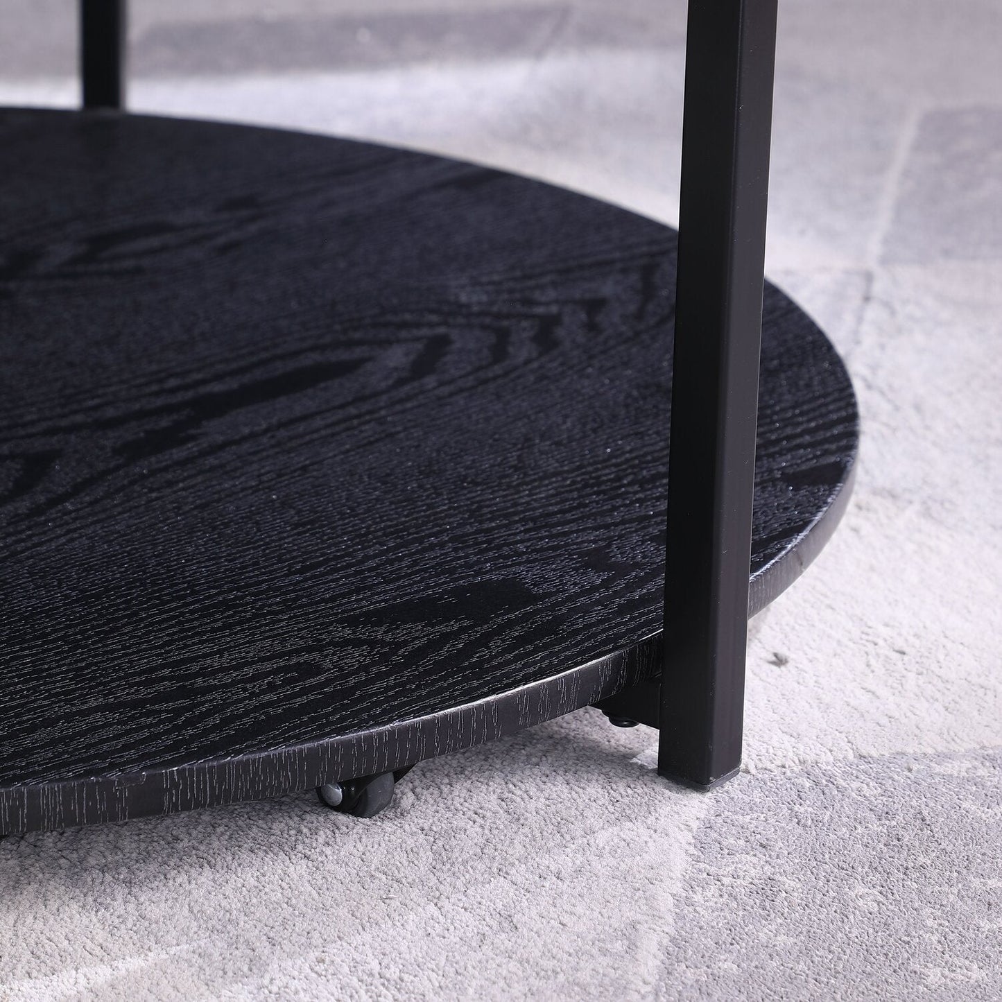 Kendal 31.5" Modern Round Glass Top Coffee Table with Casters - Black | Table à café moderne Kendal ronde de 31,5 po avec dessus en verre - noire