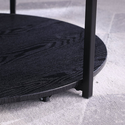 Kendal 31.5" Modern Round Glass Top Coffee Table with Casters - Black | Table à café moderne Kendal ronde de 31,5 po avec dessus en verre - noire