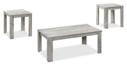 Remy 44" Traditional 3-Pack Coffee + 2 End Tables - Grey |Ensemble 3 tables traditionnelles Remy de 44 po (table à café et 2 tables de bout) - gris
