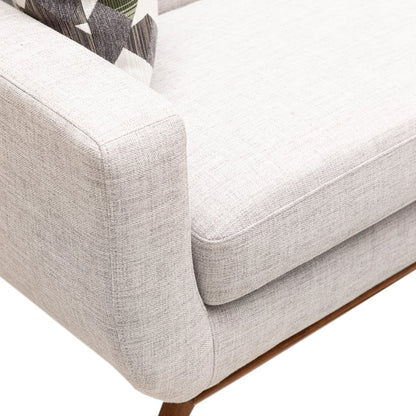 Kort & Co. Freeman 80” Linen-Look Fabric Condo Size Sofa with Wood Legs - Dove White | Sofa Freeman de Kort & Co. de 80 po de format condo en tissu d’apparence lin avec base et pattes en bois - blanc colombe