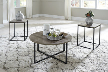 Wadeworth 31.5" Rustic 3-Pack Coffee + 2 End Tables - Taupe with Metal Legs|Ensemble 3 tables rustiques Wadeworth de 31,5 po (table à café et 2 tables de bout) - taupe avec pattes en métal