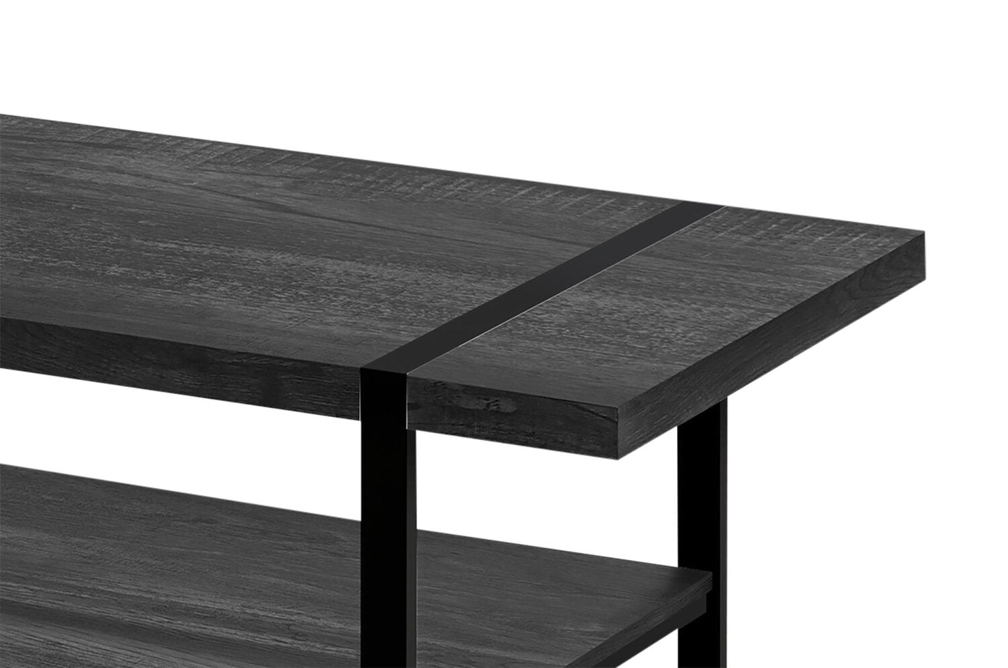 Avery 47.25" Industrial Coffee Table with Shelf - Black with Black Metal Legs|Table à café industrielle Avery 47,25 po avec tablette - noire avec pattes en métal noir