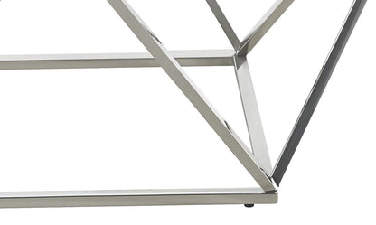 Amanda 31.5" Modern Square Coffee Table - White Marble Top with Chrome Metal Base|Table à café carrée moderne Amanda de 31,5 po - dessus en marbre blanc avec base en métal chromé