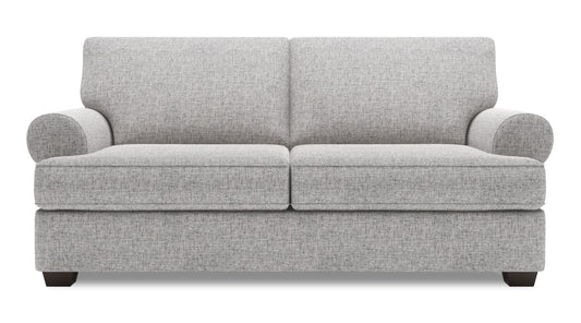Made in Canada Customizable Sofa Lab Roll 76" Linen-Look Fabric Condo Size Sofa with Rolled Arms - Luna Domino Grey | Sofa Roll de Sofa Lab de 76 po de format condo fabriqué au Canada en tissu d’apparence lin - gris Luna Domino | RO092191