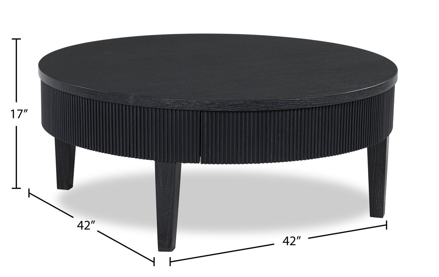 Sanford 42” Contemporary Round Solid Wood Coffee Table with Storage - Black | Table à café ronde contemporaine Sanford de 42 po en bois massif avec rangement - noire