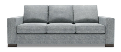 Made in Canada Customizable Sofa Lab Track 85" Linen-Look Fabric Sofa with Track Arms - Luna Pewter Grey | Sofa Track de Sofa Lab de 85 po fabriqué au Canada en tissu d’apparence lin avec accoudoirs rectilignes - gris Luna Pewter | TR102291