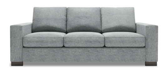 Made in Canada Customizable Sofa Lab Track 85" Linen-Look Fabric Sofa with Track Arms - Luna Pewter Grey | Sofa Track de Sofa Lab de 85 po fabriqué au Canada en tissu d’apparence lin avec accoudoirs rectilignes - gris Luna Pewter | TR102291
