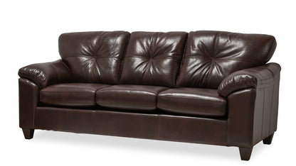 Made in Canada Addison 86" Leather-Look Fabric Sofa with Removable Seat Cushion and Tufting - Brown | Sofa Addison de 86 po fabriqué au Canada en tissu d’apparence cuir avec coussin de siège amovible et capitonnage - brun