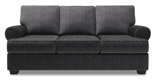 Made in Canada Customizable Sofa Lab Roll 86" Chenille Fabric Sofa with Rolled Arms - Luxury Charcoal Grey | Sofa Roll de Sofa Lab de 86 po fabriqué au Canada en tissu de chenille avec accoudoirs enroulés - gris Luxury Charcoal | RO102993