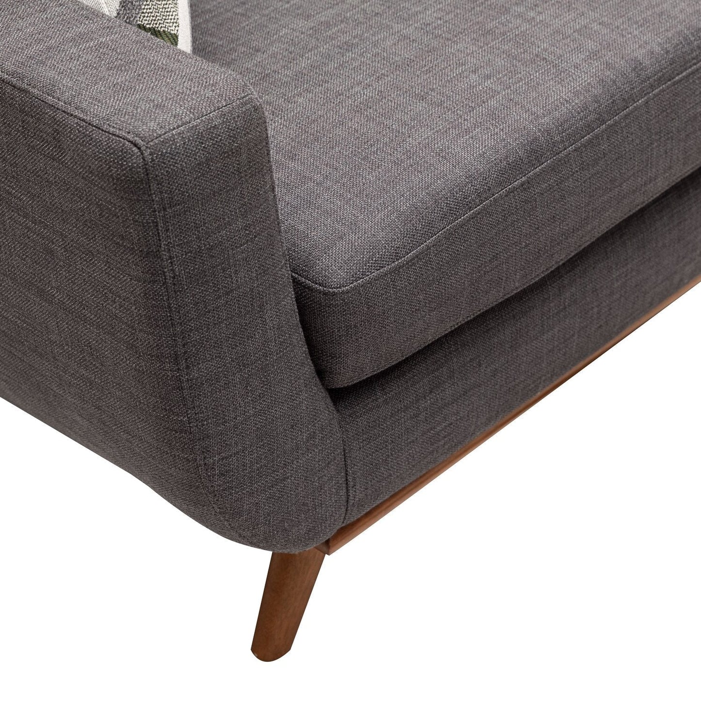 Kort & Co. Freeman 80” Linen-Look Fabric Condo Size Sofa with Wood Legs - Charcoal Grey | Sofa Freeman de Kort & Co. de 80 po de format condo en tissu d’apparence lin avec base et pattes en bois - gris anthracite