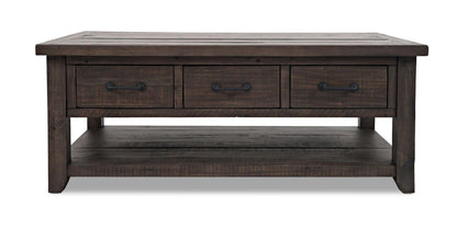 Morgan 48" Rustic Coffee Table With Storage, Shelf and Casters - Dark Brown with Reclaimed Wood|Table à café rustique Morgan de 48 po avec rangement, tablette et roulettes - brun foncé avec bois recyclé