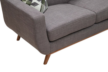 Kort & Co. Freeman 88" Linen-Look Fabric Sofa with Wood Base and Tufted Back Cushions - Charcoal Grey | Sofa Freeman Kort & Co. de 88 po en tissu d’apparence lin avec pattes en bois et coussins de dossier capitonnés - gris anthracite