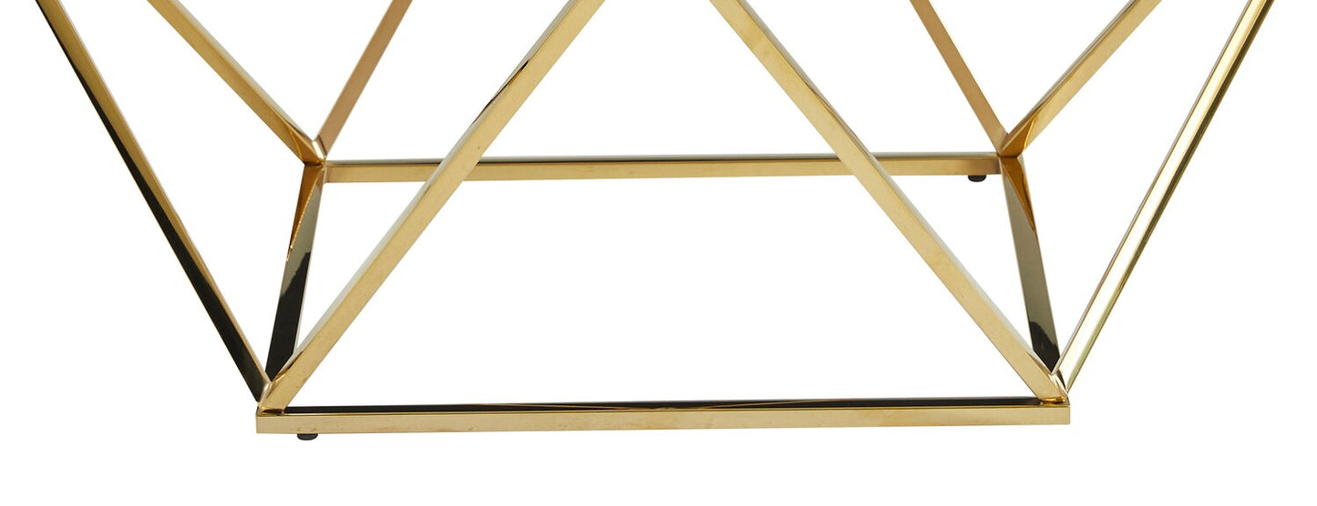 Amanda 31.5" Modern Square Coffee Table - White Marble Top with Gold Metal Base | Table à café carrée moderne Amanda de 31,5 po - dessus en marbre blanc avec base en métal doré