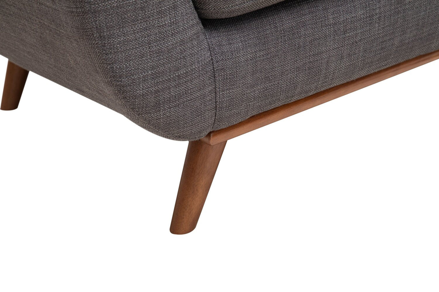 Kort & Co. Freeman 88" Linen-Look Fabric Sofa with Wood Base and Tufted Back Cushions - Charcoal Grey | Sofa Freeman Kort & Co. de 88 po en tissu d’apparence lin avec pattes en bois et coussins de dossier capitonnés - gris anthracite