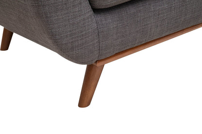 Kort & Co. Freeman 88" Linen-Look Fabric Sofa with Wood Base and Tufted Back Cushions - Charcoal Grey | Sofa Freeman Kort & Co. de 88 po en tissu d’apparence lin avec pattes en bois et coussins de dossier capitonnés - gris anthracite