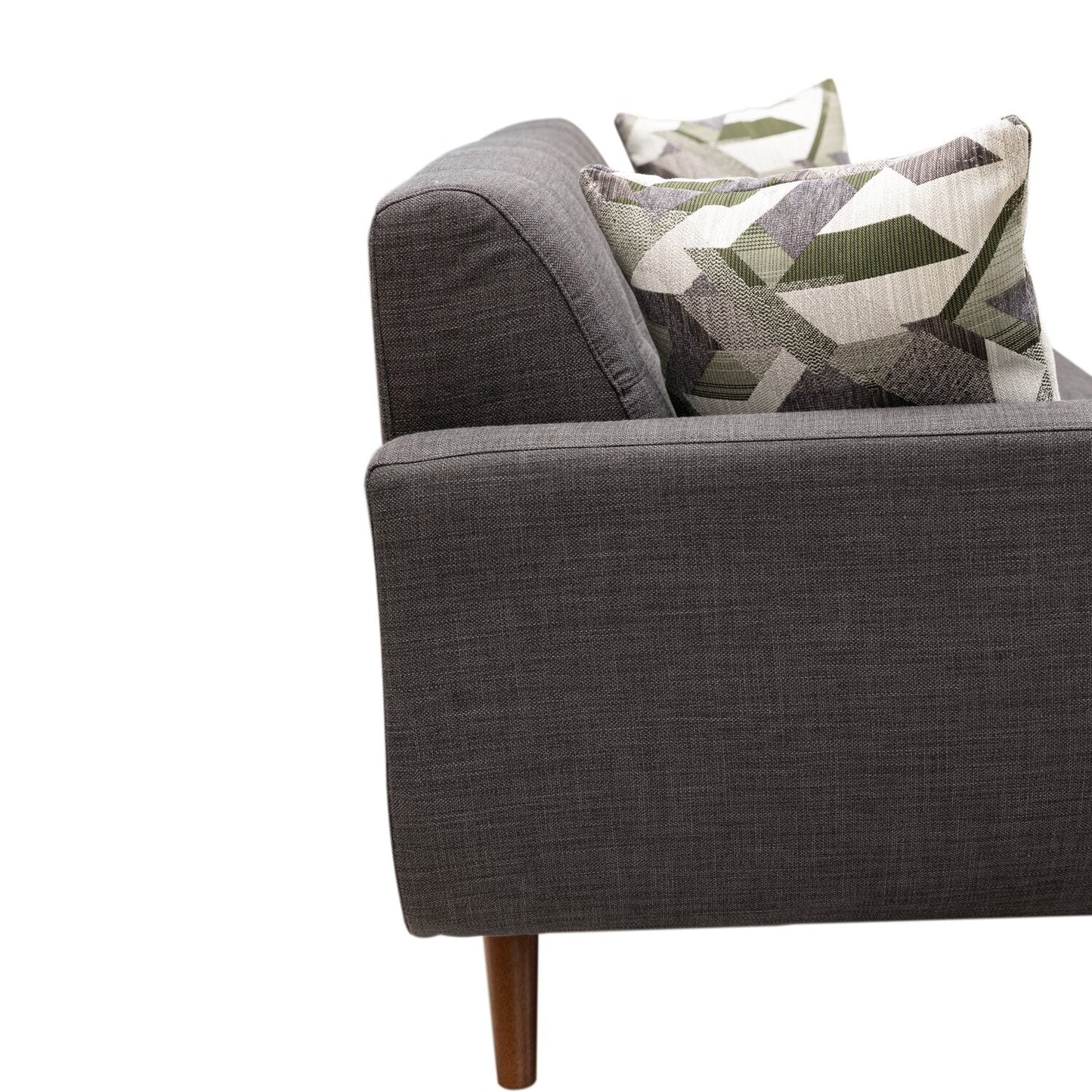 Kort & Co. Freeman 80” Linen-Look Fabric Condo Size Sofa with Wood Legs - Charcoal Grey | Sofa Freeman de Kort & Co. de 80 po de format condo en tissu d’apparence lin avec base et pattes en bois - gris anthracite