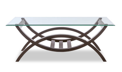 Ricci  48" Modern Glass Top Coffee Table - Glass with Espresso Finished Legs|Table à café moderne Ricci de 48 po avec dessus en verre - verre avec pattes au fini espresso