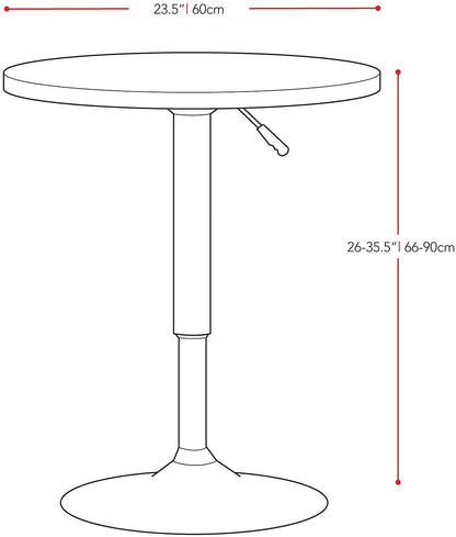 Adjustable Bar-Height Lift Table, Metal, 23.5"W Round - White | Table ronde de 23,5 po (L) réglable à hauteur bar, en métal - blanche
