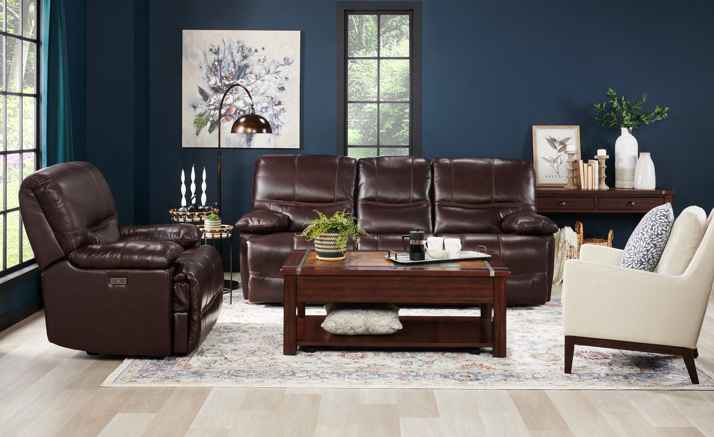 Roanoke 50" Rustic Lift Top Coffee Table with Storage and Shelf - Dark Cherry Wood and Slate Inlay|Table à café rustique Roanoke de 50 po avec dessus relevable, rangement et tablette - bois cerisier foncé et incrustation d’ardoise