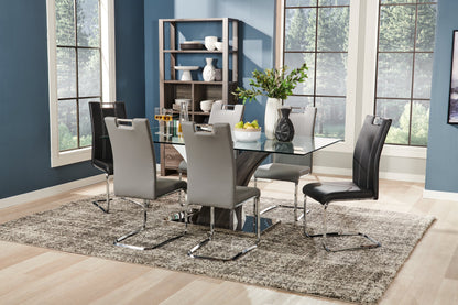 Tuxedo Dining Chair with Vegan-Leather Fabric, Metal - Black | Chaise de salle à manger Tuxedo en tissu de cuir végétalien et en métal - noire