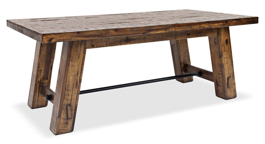 Galeveston 50" Rustic Coffee Table with Casters - Brown Woodgrain Wood|Table à café rustique Galeveston de 50 po avec roulettes - bois à grain de bois brun