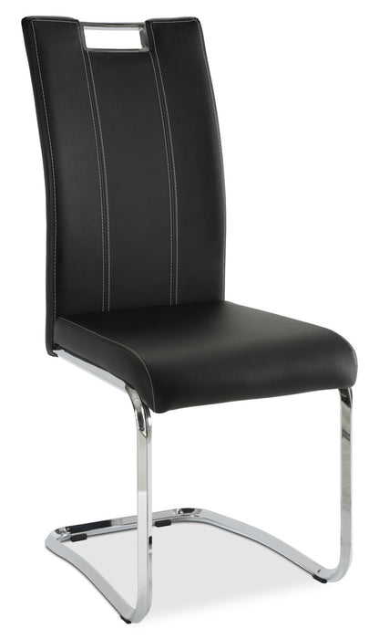 Tuxedo Dining Chair with Vegan-Leather Fabric, Metal - Black | Chaise de salle à manger Tuxedo en tissu de cuir végétalien et en métal - noire