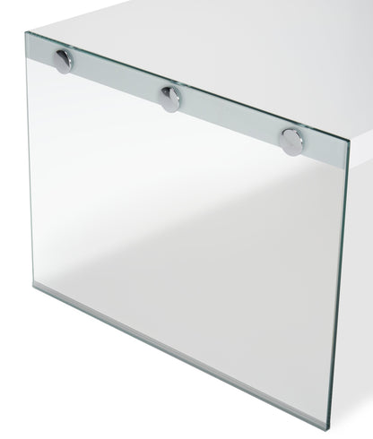 Waterford 44" Modern Coffee Table - White with Glass Legs|Table à café moderne Waterford de 44 po - blanche avec pattes en verre