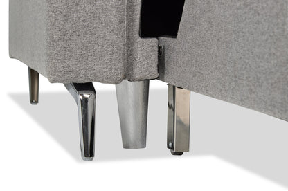 Wilson 77.5" Linen-Look Fabric Sleeper Sofa with Drop-Down Back Cushions and Metal Legs - Solis Grey  | Sofa-lit Wilson de 77,5 po en tissu d’apparence lin avec coussins de dossier rabattables et pattes en métal - gris Solis