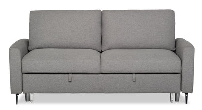 Wilson 77.5" Linen-Look Fabric Sleeper Sofa with Drop-Down Back Cushions and Metal Legs - Solis Grey  | Sofa-lit Wilson de 77,5 po en tissu d’apparence lin avec coussins de dossier rabattables et pattes en métal - gris Solis